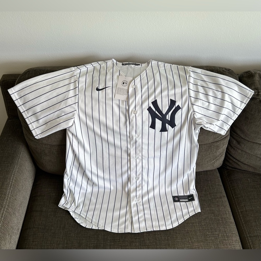 Nike Authentic Pinstripe New York Yankees Giancarlo Stanton #27 Jersey Men’s L